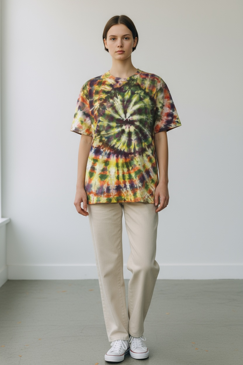 Tie dye T-shirt with bursts of color