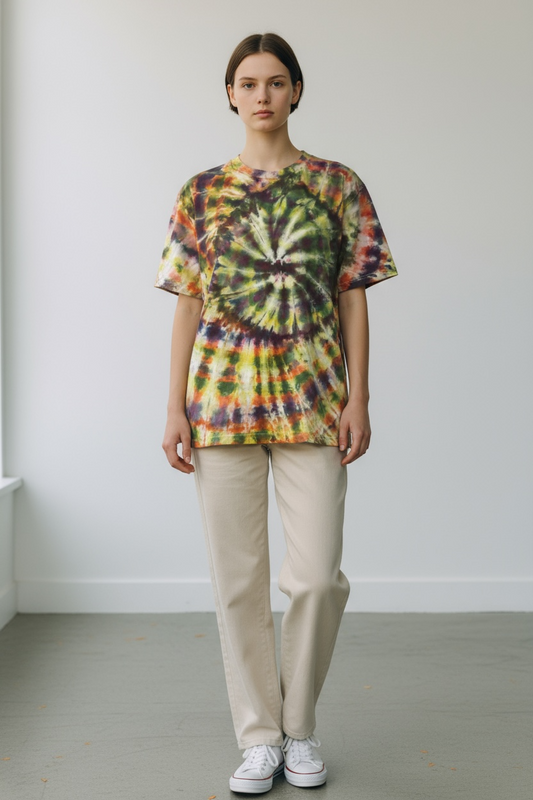 Tie dye T-shirt with bursts of color
