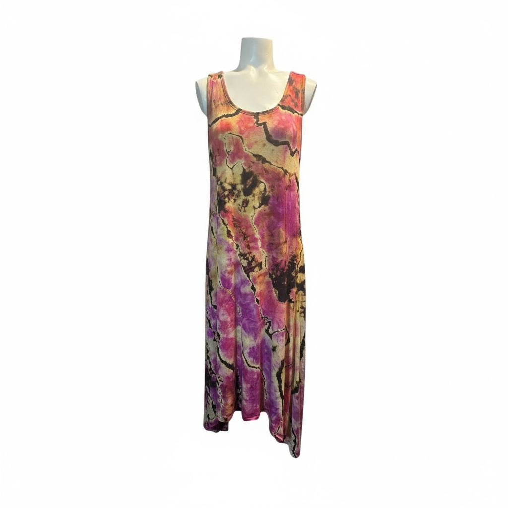 Vibrant Hand-Dyed Maxi Dress – One-of-a-Kind Boho Chic Fashion
