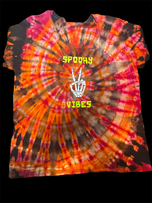 Ladies scoop neck Halloween tie dye 2X
