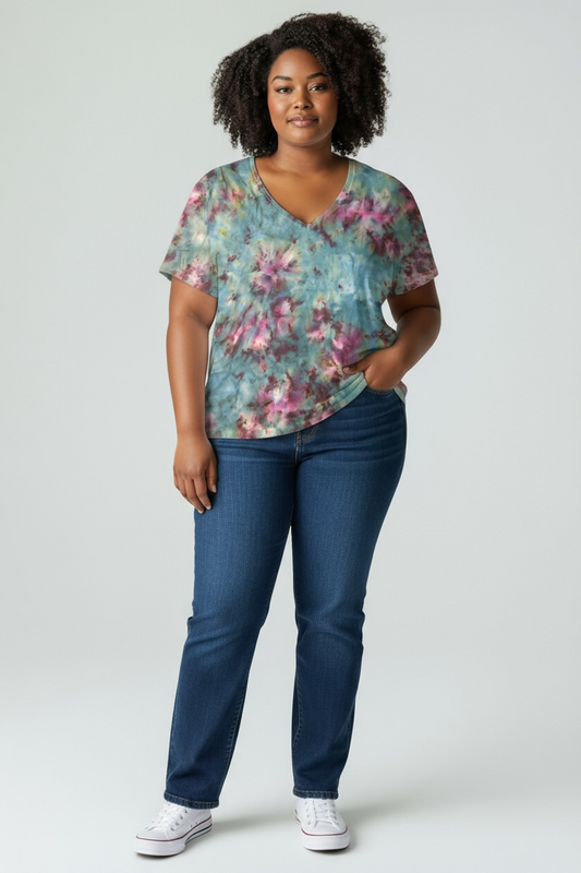 Ladies pastel scrunch tie dye tee