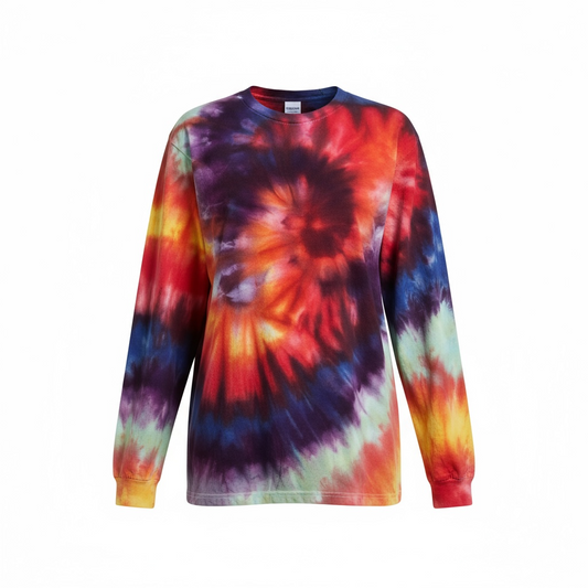 Long sleeved tie dye with deep color splashes