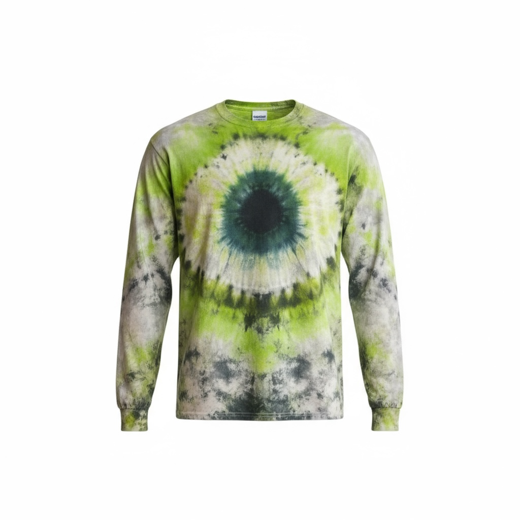 Unique eyeball design tie dye long sleeved T-shirt