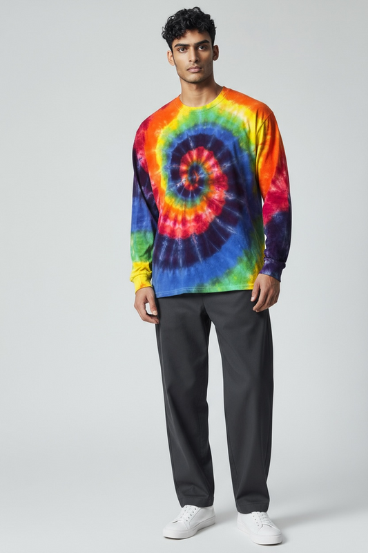 Tie dye spiral long sleeved T-shirt
