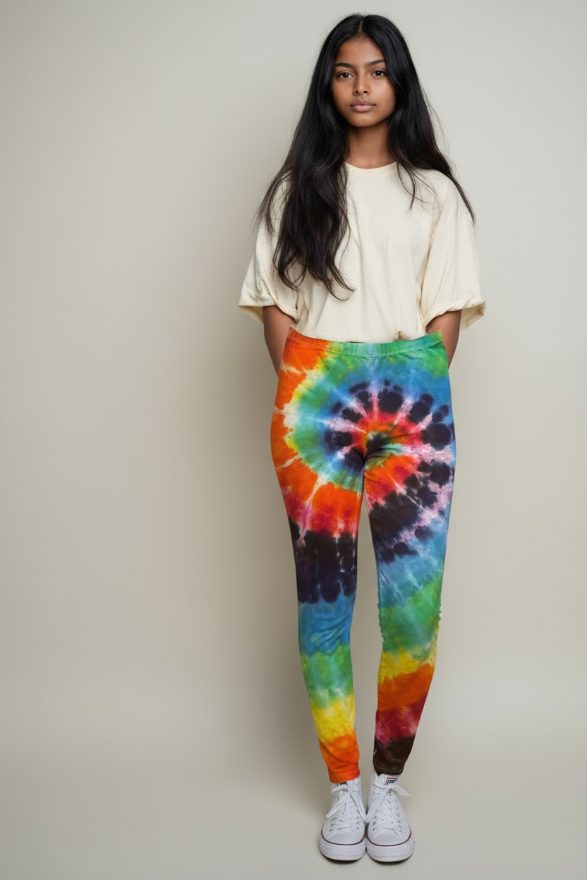 Rainbow spiral tie dye leggings